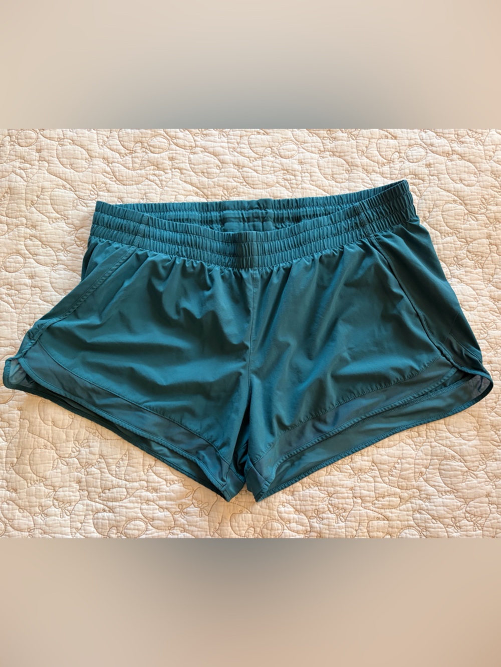 Athleta Mesh Racer Run Short 4” Teal Running Shorts